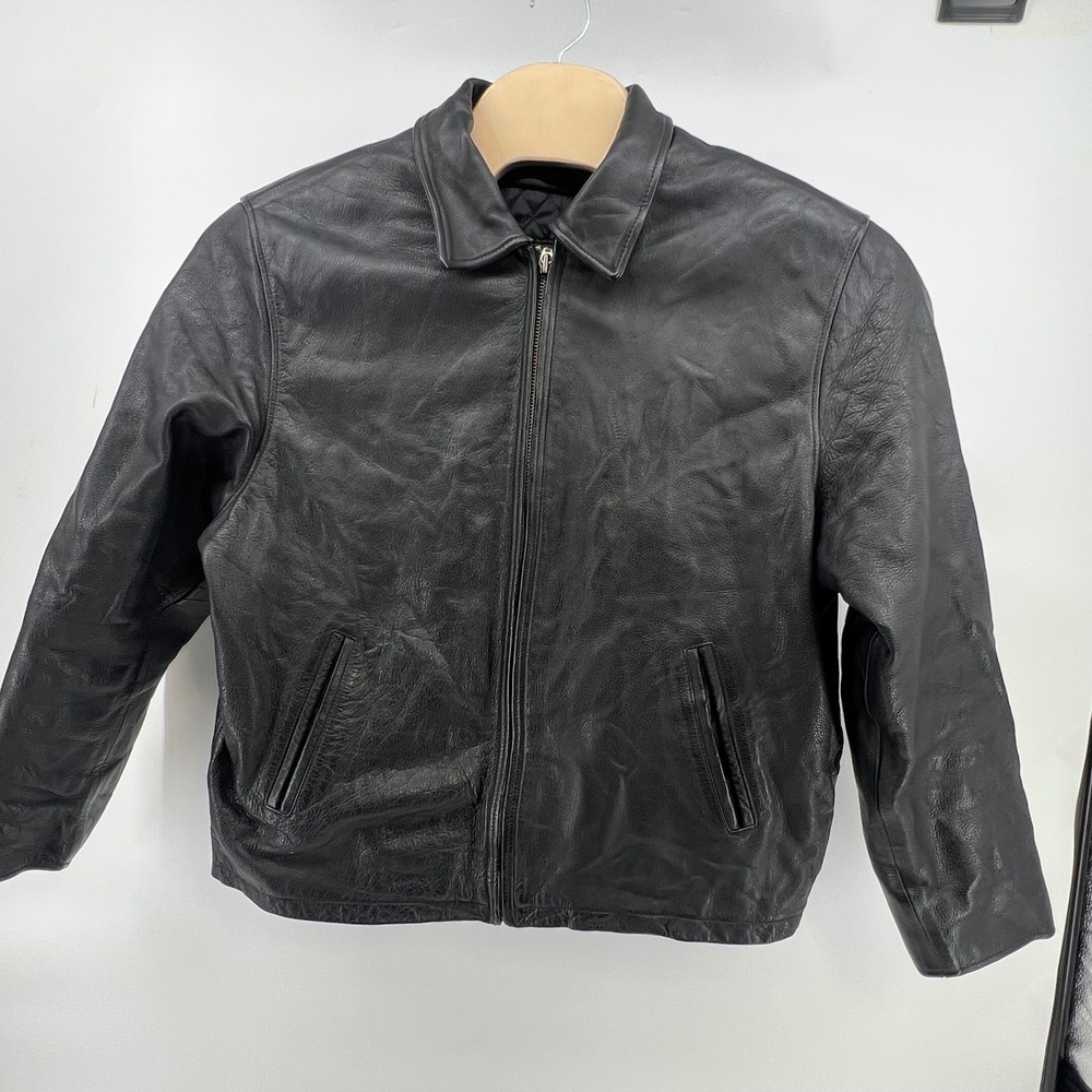 Oakwood Classic Mens Black Leather Bomber Jacket Thinsulate L Large Full Zip - Picture 8 of 9